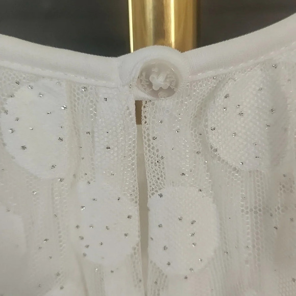 ✨Pippa & Julie✨ Little girl Lace overlay silver/gold/white  dress size 6X - Picture 6 of 11